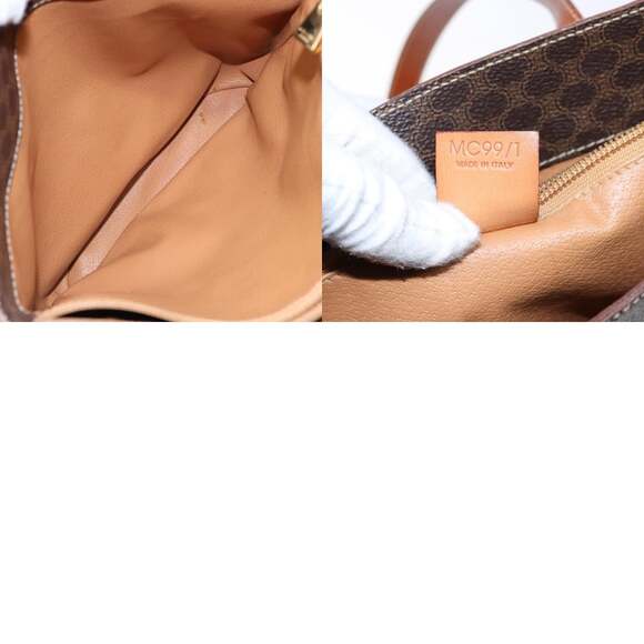 CELINE Macadam Canvas Hand Bag Pvc Leather Brown Gold - Picture 13 of 13